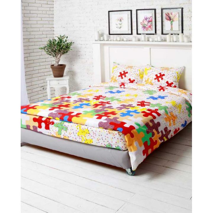 КПБ подвійний "Пазли" бязь набивна, 64430