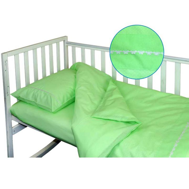 КПБ в дитяче ліжечко 60х120 бязь "Веселий горошок" Салатовий, 64591