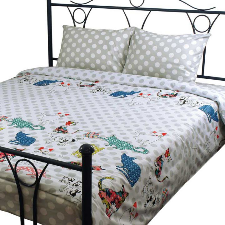 КПБ семейный "Cat" сатин набивной, 64406