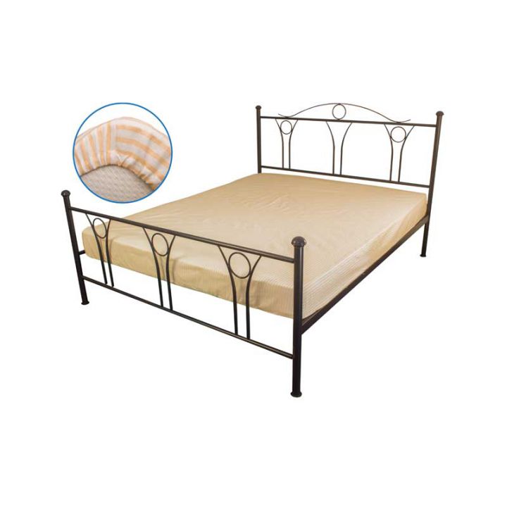 Простыня 200х220 на резинке бязь "Бежевая полоска", 64366